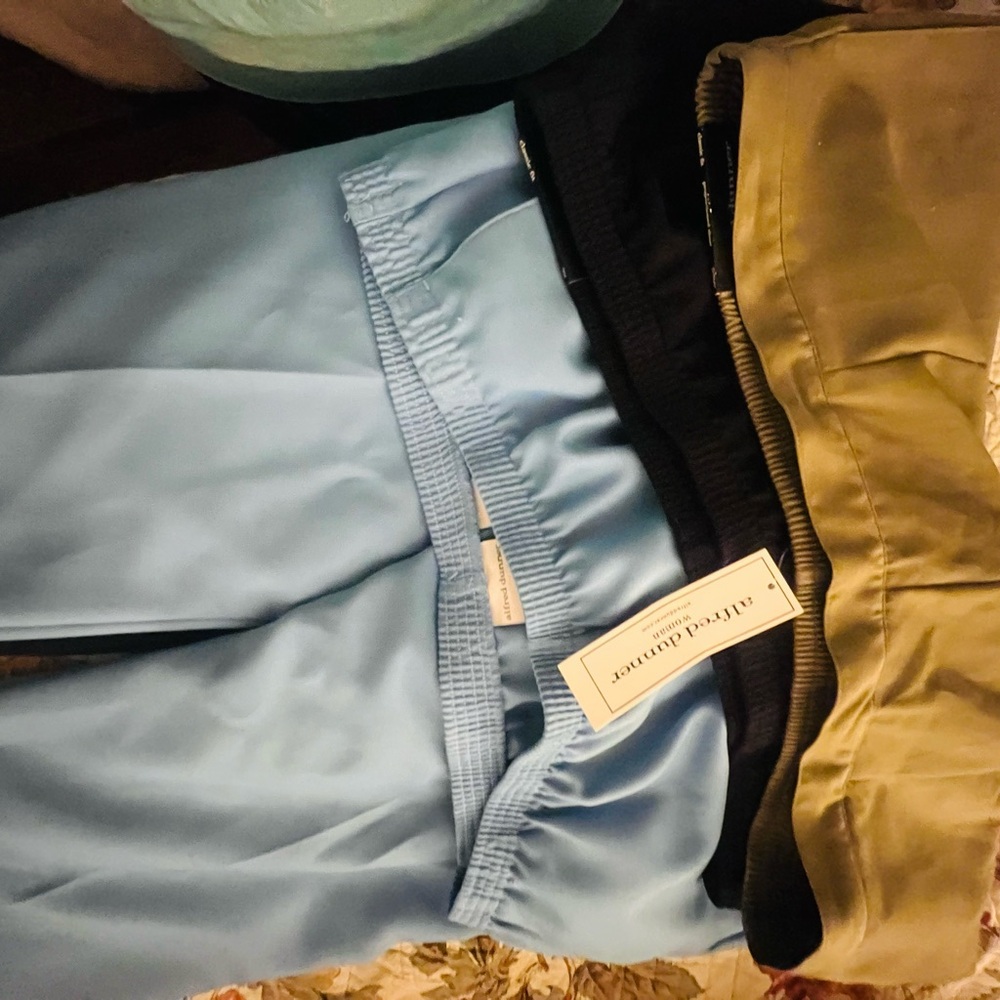 Alfred Dunner 3 pairsLight Blue, Black and Tan Elastic Waist Pants classic style